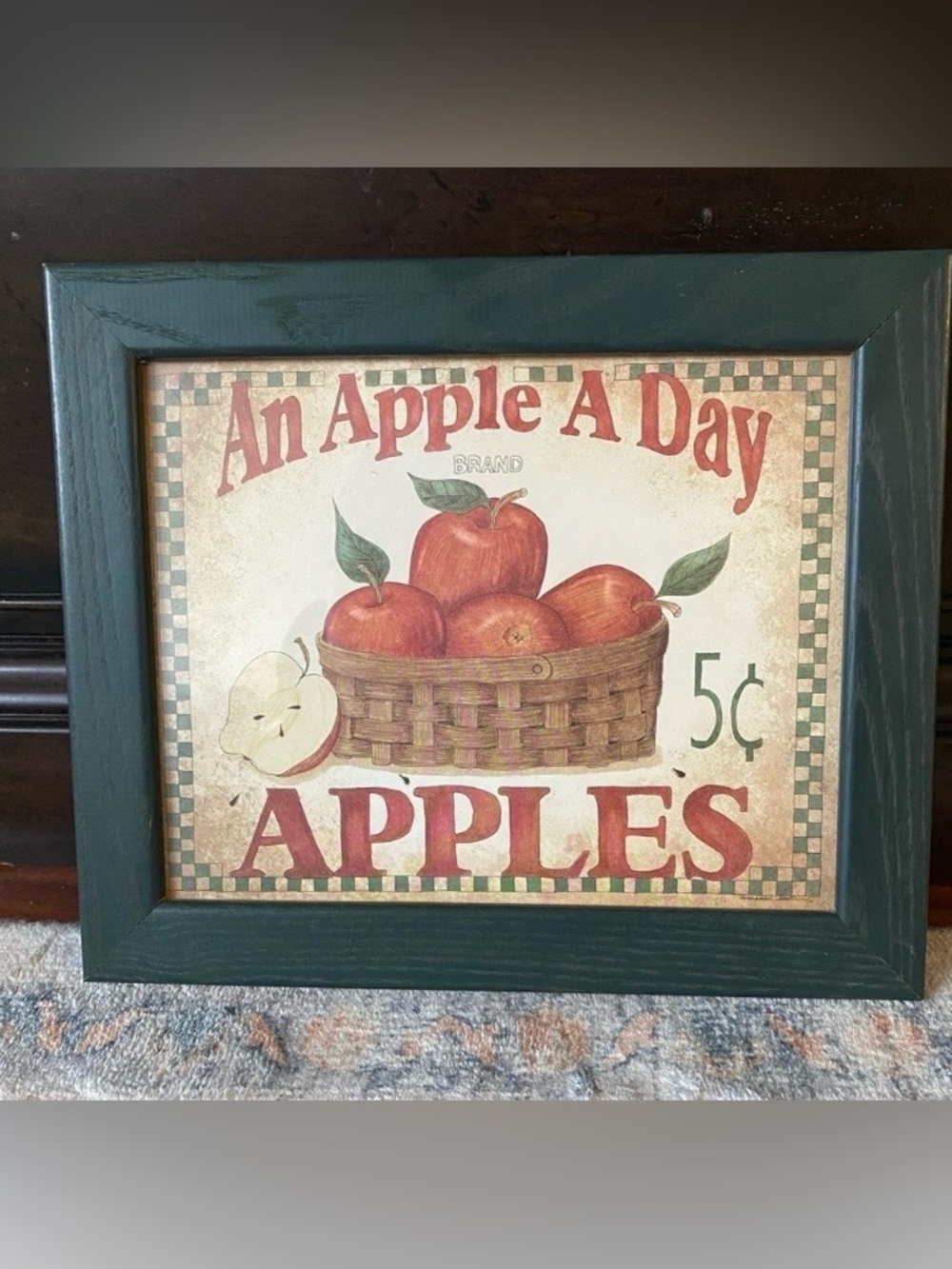 Vintage Farmhouse An Apple A Day Red Apples Wall Art 11”x12”